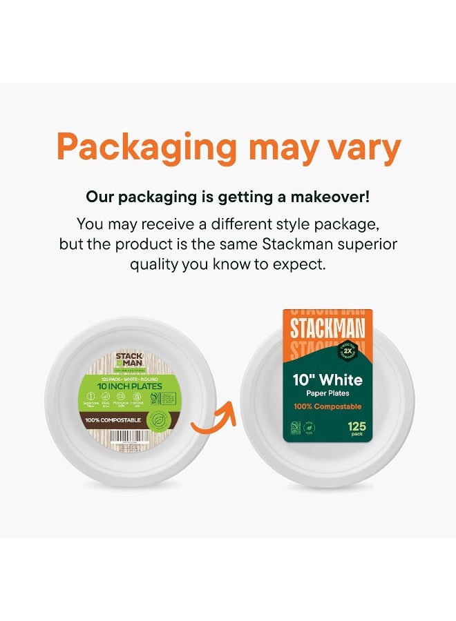 Stack Man 100% Compostable 10 Inch Heavy-Duty Plates - Image 5